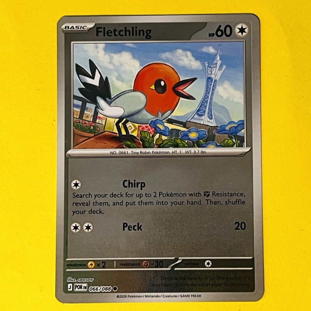 Pokémon TCG Fletchling 66/88 Reverse Holo Perfect Order NM